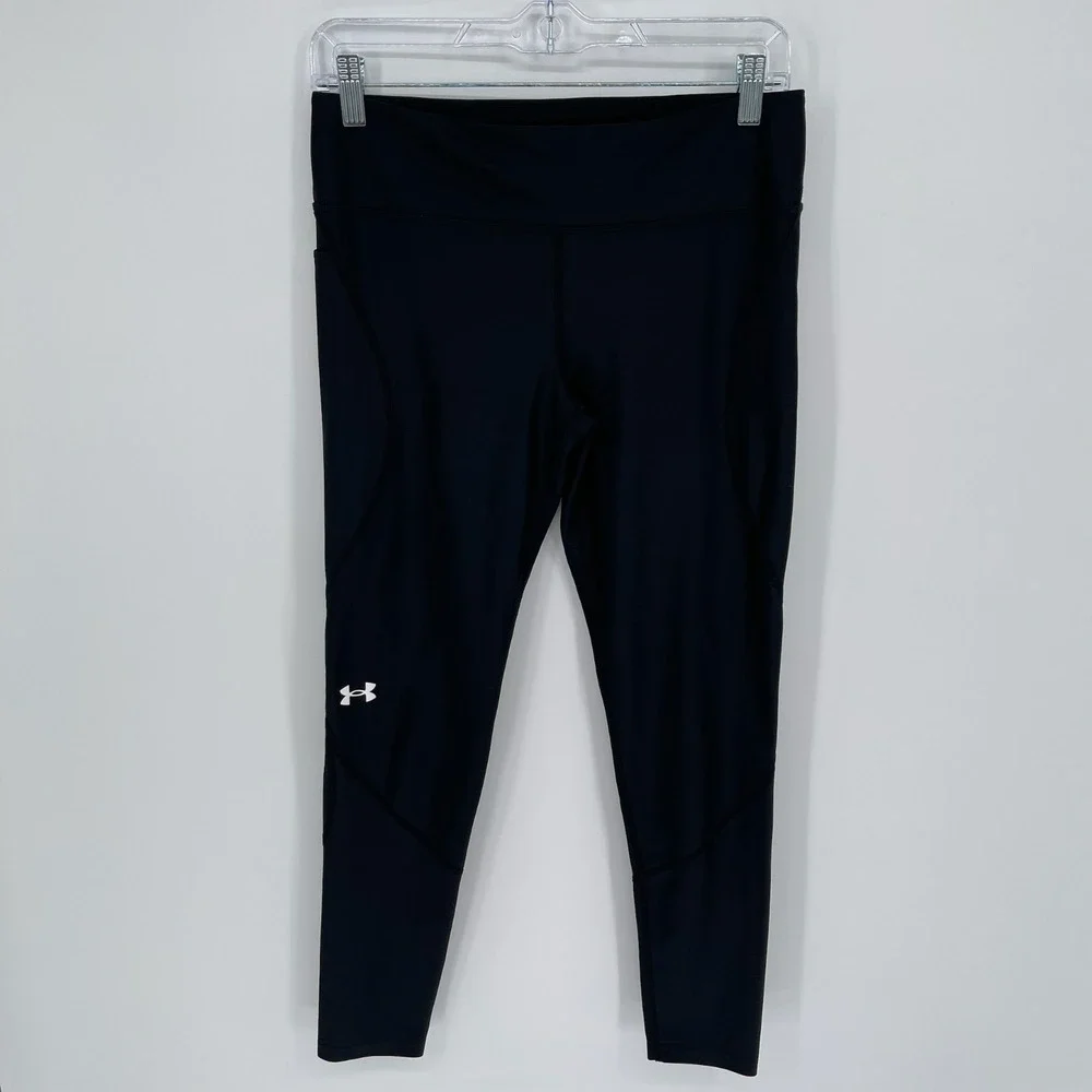 Under Armour‎ Girls Black Fitted Athletic Gym Running Leggings Size L Youth